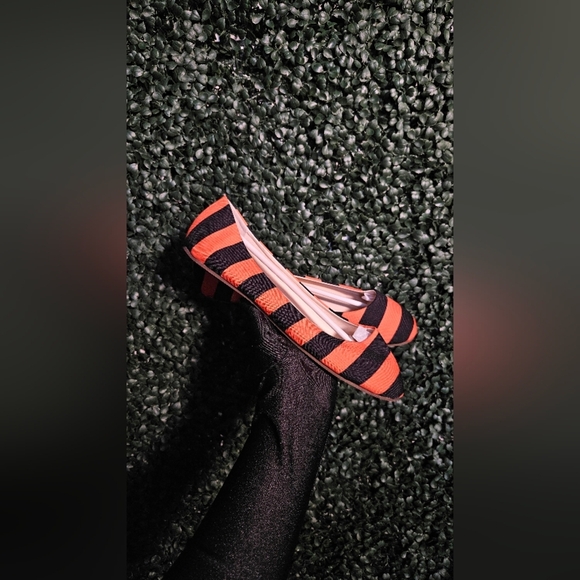 Striped Orange and Black Women's Flats - Picture 3 of 6